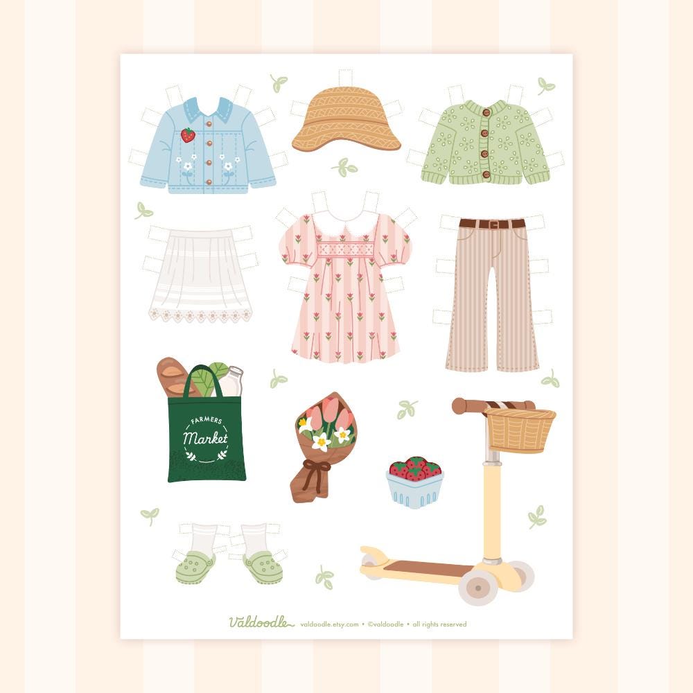 Spring Paper Dolls Spring Paper Doll Printable for Kids – Easter Craft Activity – Cut Out ...