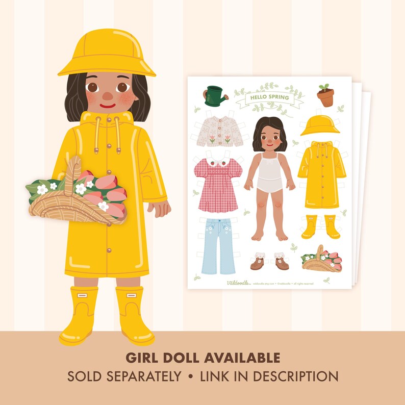 Spring Paper Dolls Boy Spring Paper Doll Printable for Kids – Easter Craft Activity – Cut ...