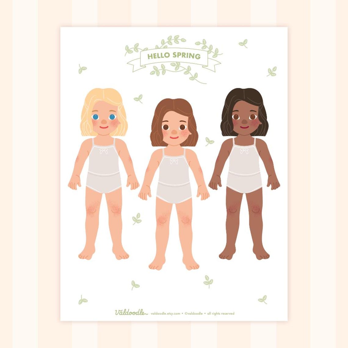 Spring Paper Dolls Spring Paper Doll Printable for Kids – Easter Craft Activity – Cut Out ...