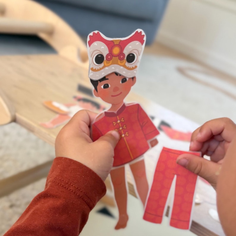 Boy Lunar New Year Paper Doll Printable | Kids Craft Activity | Learn ...