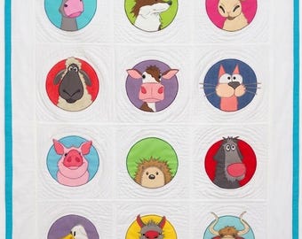 Funny Farm Animals Quilt Pattern – Quilt-As-You-Go, Modern Sewing Project (PDF Download)