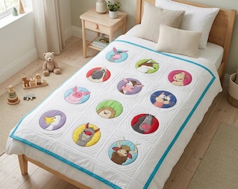 Funny Farm Animals Quilt Pattern – Quilt-As-You-Go, Modern Sewing Project (PDF Download)