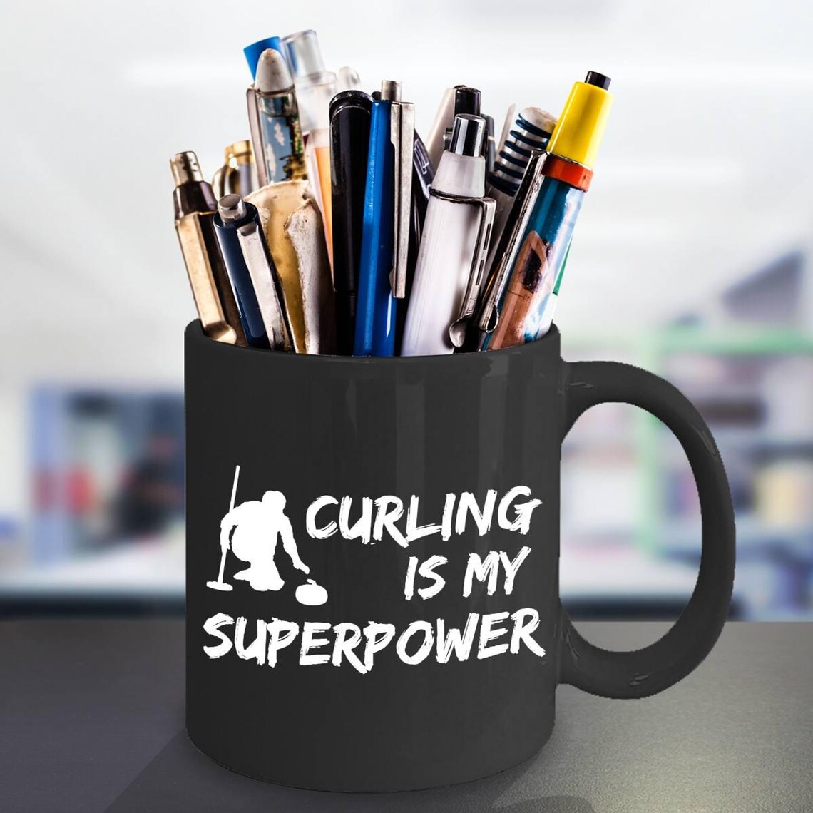 Curling Sport Black Ceramic Mug Is Perfect Winter Sports Gift. Etsy