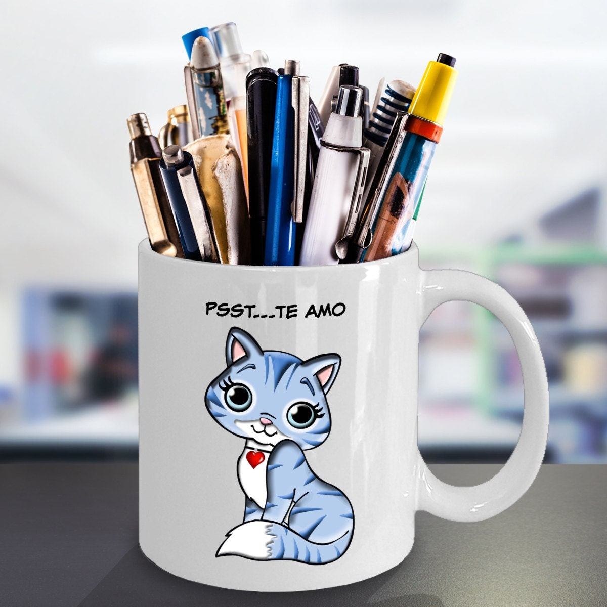 Psst Te Amo Taza Gato Tazas Los Gatos Cat Lover Gift For Her Crazy Cat Lady  Or