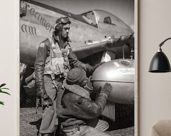 African American Art, Tuskegee Airmen,  Black History, WWII Portrait of Black Tuskegee Pilots, Black & White Photography, Military, 1945