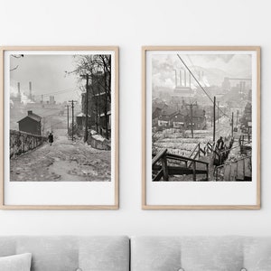 Colección de paredes fotográficas de Pittsburgh - Pittsburgh PA Mill District década de 1940, Pensilvania vintage, fotografía impresa en blanco y negro, póster