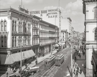 Richmond Virginia Historical Photo, Main Street, Richmond, VA, Black and White Print, Wall Art, 1905