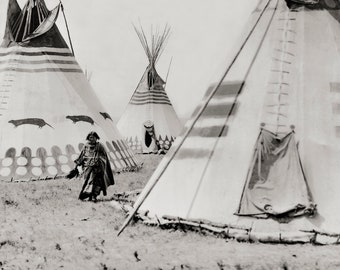 24x36 Giclee Gallery Print, Wall Decor Travel Poster Western Indians in Tribal Dress in Front of Teepees 24x36 Giclee Gallery Print, Wall Decor Travel Poster Western Indians in Tribal Dress in Front of Teepees