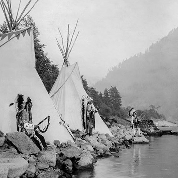 Umatilla Native American Photo with Teepees, Tepees, Tipis American Indian, Indigenous Americans, American History, Wall Art print