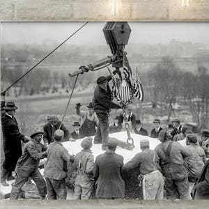 Old Washington DC Photograph, Laying Cornerstone for Lincoln Memorial, City Decor, 1915, Black and White Photo Print image 1