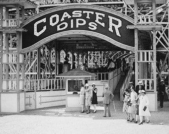 Maryland Amusement Park Photo, Roller Coaster Black White, Photo Print, 1920s, Carnival, Rollercoaster, Wall Art, Home Decor, Wall Decor
