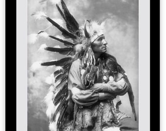 Native American Portrait, Sioux Tribe, American Indian, Indigenous Americans, Historical Print, Large Wall Art Print