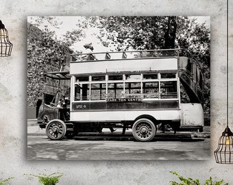 Old Fifth Avenue Bus Photo, New York City, NYC Double Decker Bus, 1910 Housewarming Gift, Loft Art, Wall Art, Industrial Decor