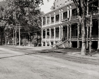 Old Montpelier Vermont Photo - State Street, Pavilion Hotel, Historical Print, Wall Art, Home Decor, Black and White, Montpelier VT, 1904