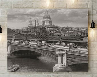 Old London Photo, London Photography, London Art, London England, St. Paul's Cathedral, Black White Photography, Black and White Print