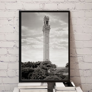 Provincetown MA Photo, Pilgrim Monument, Barnstable County, MA, Historical Provincetown, Wall Art, Home Decor, Black White, Summer, 1937 image 1