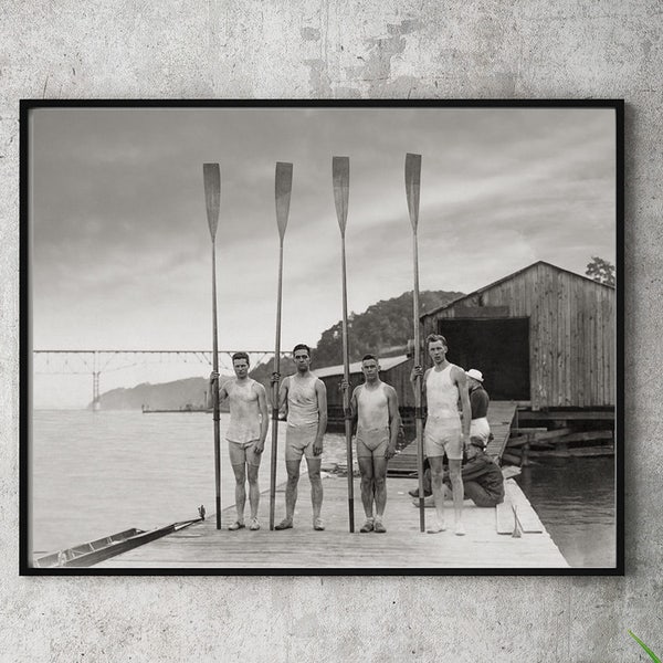 1913 Photo of Penn State Varsity Crew Team, Poughkeepsie, New York, Black White, Sports Photos, University of Pennsylvania, Old Sports Photo