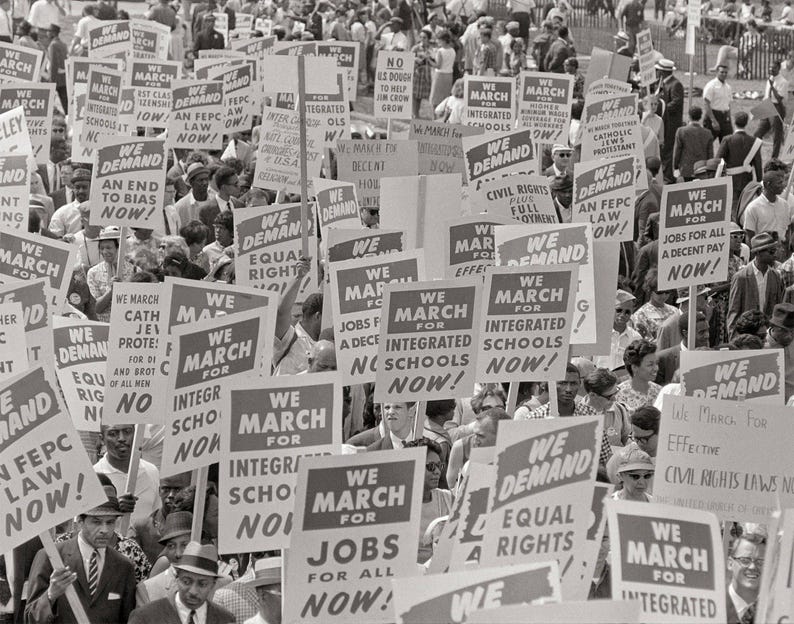 1963 March on Washington Print: Civil Rights Protest Signs image 1
