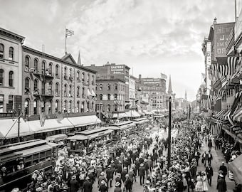 Buffalo NY Labor Day Parade Photo, 1900s Black and White Wall Art