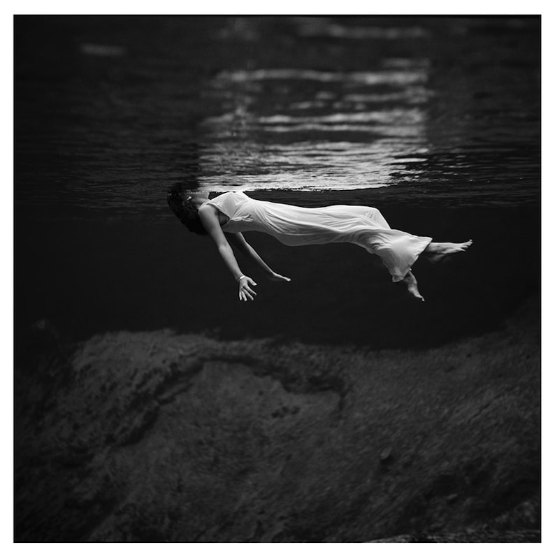 Surreal Photography, Woman In Water, Minimalist, Black and White, Print, Photo, Wall Decor, Modern Artwork, Modern Home Decor image 1