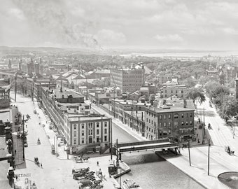 Old Syracuse NY Photo, Historical Syracuse, Wall Art, Home Decor, Syracuse New York Print, Black White, 1900