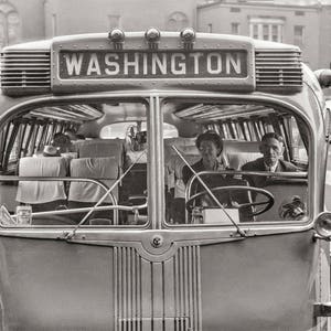 Old Washington DC Photograph,  Washington DC Bus, Industrial Decor, City Decor, 1940, Black and White Photo Print