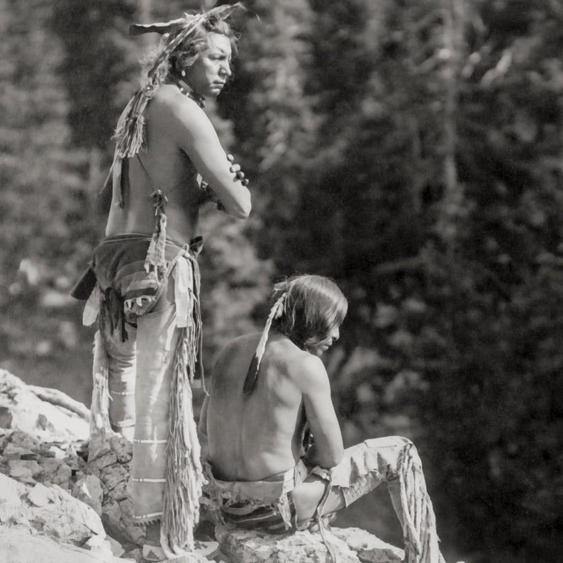 Blackfoot Indian Photography by Roland Reed, 1910, Set of Two Prints image 4