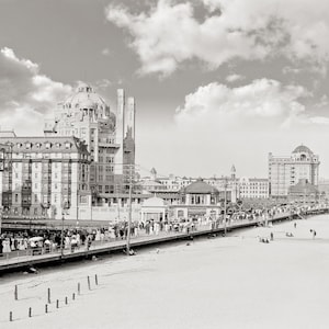 Old Photo Atlantic City, Amusement Park, Young&#39;s Pier, Boardwalk, New Jersey, Black White Photo, Print, Wall Art, Wall Decor, 1900