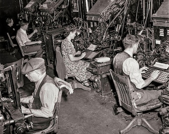 New York Times Photo: 1942 Linotype Operators, NYC - Reproduction Print