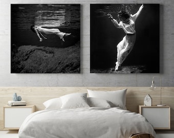 Surreal Photography, Woman In Water, Wall Collection, Minimalist, Black White, Print, Photo, Wall Decor, Modern Artwork, Modern Home Decor