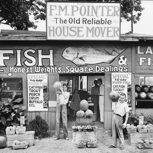 Old Birmingham Alabama Farm Stand Photo, Wall Art, Black White Photography, Rustic Home Decor, Cabin Decorating Ideas, Farmhouse Modern