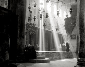 Church of the Nativity, Bethlehem, Palestine Photo, Christianity, Christian Wall Art, Home Decor, Black White, Christmas, 1940