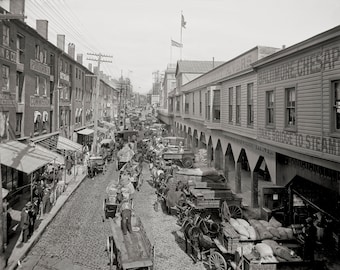 Old Baltimore Photo, Light Street looking North. Maryland Photos, Baltimore Artwork, Black and White Photography, 1906