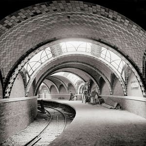 New York City Photo, City Hall Subway Station, 1901,  Historical NYC, Black White, Photography, Poster Print