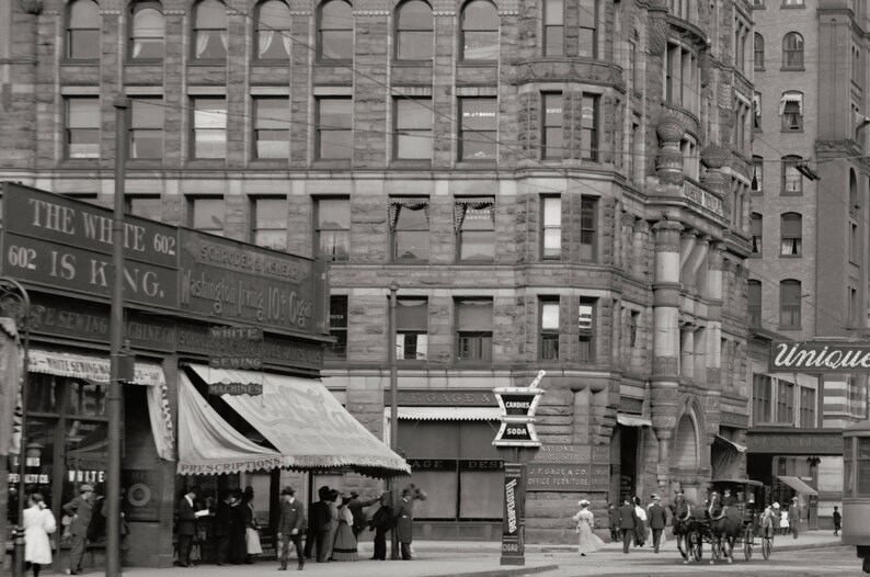 Hennepin Avenue, Minneapolis 1908: Historical Photo Print afbeelding 3