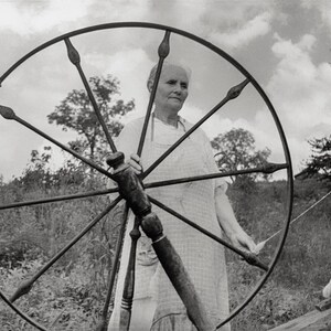 Ozark Mountains Woman Spinning Yarn, 1935 Black and White Photo Print