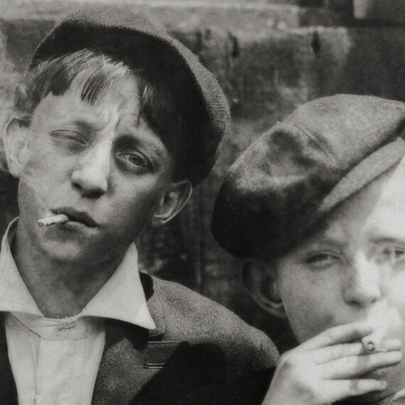 1920's News Boys Smoking Vintage 4"x6" Sepia Reprint Photograph 1920's News Boys Smoking Vintage 4"x6" Sepia Reprint Photograph