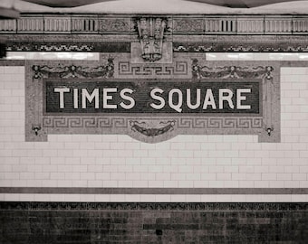 1970s Times Square Subway Mosaic Photo: New York City Black and White Print