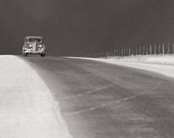 Texas Panhandle Black and White Photo: Vintage Car, Rustic Farmhouse Wall Art