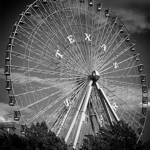 Dallas Texas, Ferris Wheel, Black White Photo, Large Wall Art Print, Fine Art, Photo, Fair, Amusement, Carnival, Wall Decor, Photography