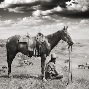 Texas Cowboy Photograph: Vintage Horse Wrangler Art, Southwest Decor, 1910