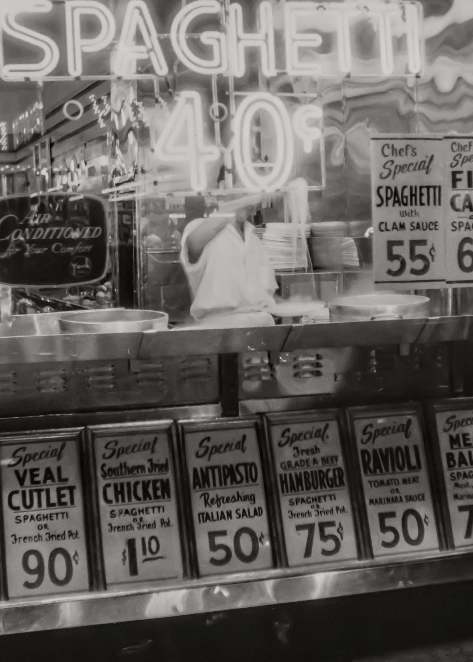 Little Italy NYC Print: Vintage Italian Restaurant, Spaghetti