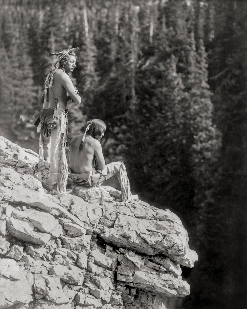 Blackfoot Indian Photography by Roland Reed, 1910, Set of Two Prints image 3