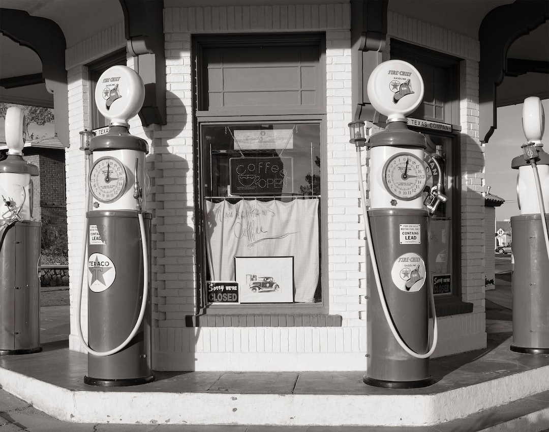 Restored 1919 Vintage Gas Station Print: El Paso Texas