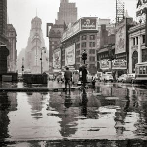 Rainy New York Times Square, New York City, 1943, New York Print, Black White Photography, Wall Art, Poster Art image 1