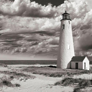 Nantucket Lighthouse Photo: Coastal Beach House Decor image 1