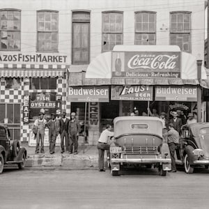 Old Waco Texas Photo, Historic Photo, Black White Art Print, Texas Street Scene, Large Texas Prints, 1939, Lee Russell