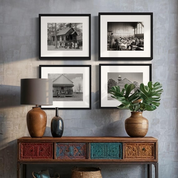 African American Vintage School Photo Wall Collection, Early 1900s