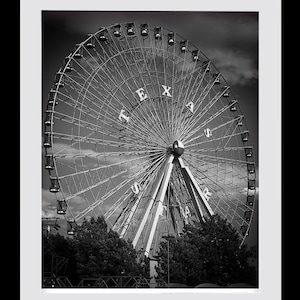 Dallas Texas, Ferris Wheel, Black White Photo, Large Wall Art Print, Fine Art, Photo, Fair, Amusement, Carnival, Wall Decor, Photography