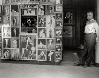Chicago Burlesque House Photo, South State Street, Chicago Illinois, Historical Photo,  Wall Art, Black and White, 1941 by John Vachon